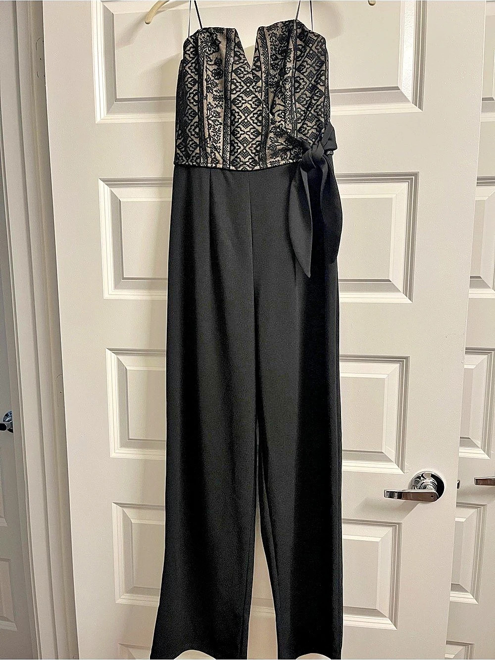 Francesca's Black Lace Bodice Jumpsuit Size XS NWT